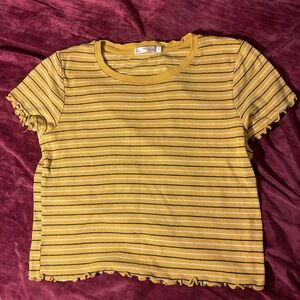 Heart & Hips Yellow and White Striped Kids Tee